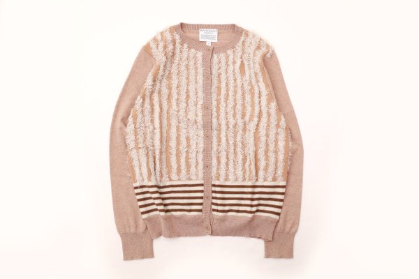 画像1: SALE!! STRIPE&FRINGE SOCK KNIT CARDIGAN (NF-104-230:BG) (1)