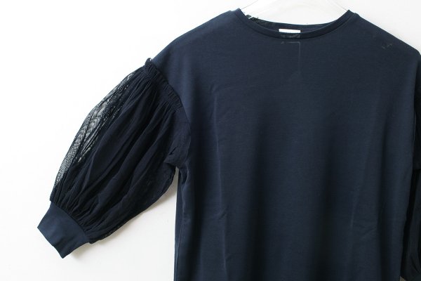 画像3: COTTON FREICE T-SHIRT w/MESH SLEEVES (KNT253A:NV) (3)