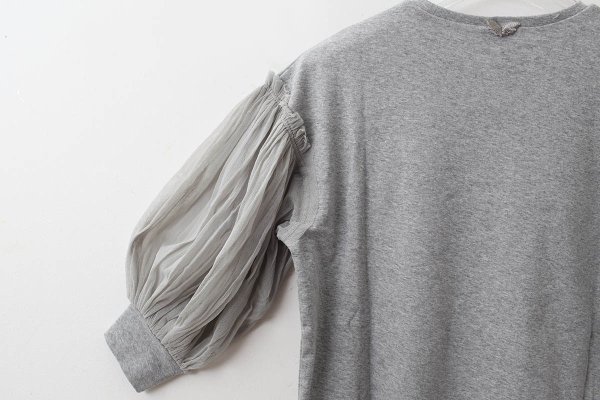 画像8: COTTON FREICE T-SHIRT w/MESH SLEEVES (KNT253A:MGY) (8)