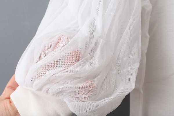 画像7: COTTON FREICE T-SHIRT w/MESH SLEEVES (KNT253A:WH) (7)