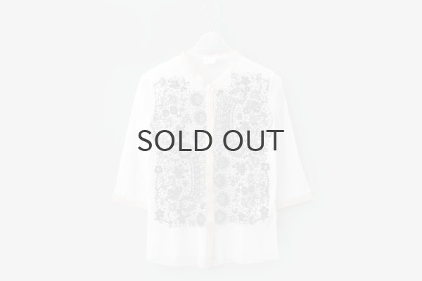 画像1: MESH WHITE CARDIGAN WITH FLOCK (MT105L-F63:WH×BK) (1)