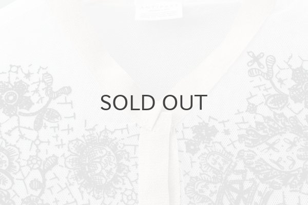 画像5: MESH WHITE CARDIGAN WITH FLOCK (MT105L-F63:WH×BK) (5)