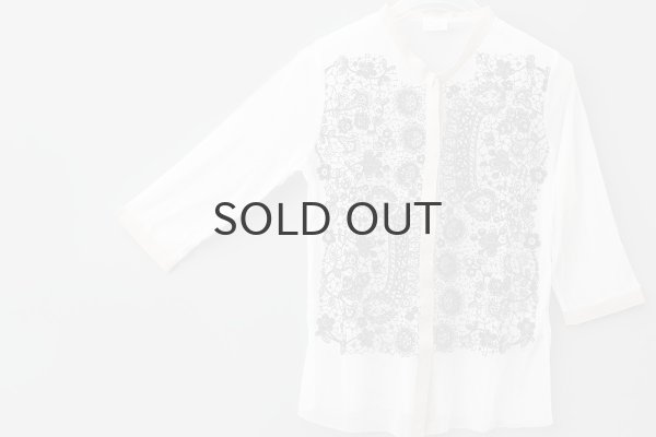 画像3: MESH WHITE CARDIGAN WITH FLOCK (MT105L-F63:WH×BK) (3)