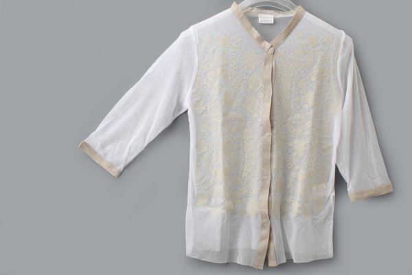 画像3: MESH WHITE CARDIGAN WITH FLOCK (MT105L-F63:WH×IV) (3)