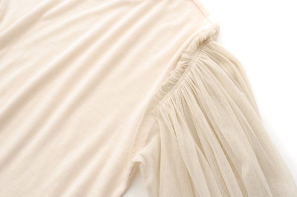 画像4: SALE15%OFF!! Wool Jersey T-Shirts With Mesh Sleeves KNT216E (IV) (4)