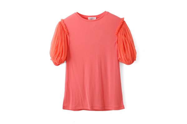 画像1: Cotton Frice T-shirts with Mesh Sleeves (KNT196F:PK) (1)