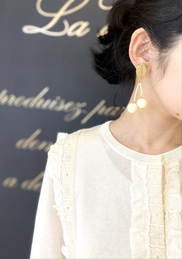 画像8: SALE50%OFF!! France dead stock チェリーイヤリング(WH) (8)