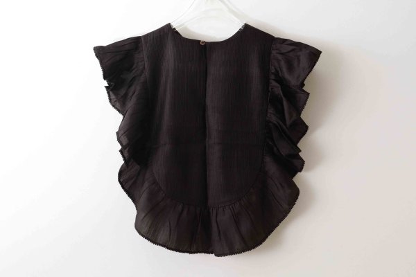 画像2: 別注!! Silk Pin Tuck RuffleCollar (BK) (2)