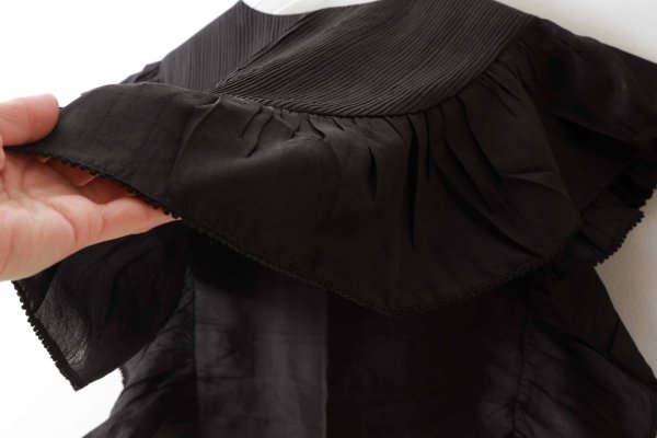 画像8: 別注!! Silk Pin Tuck RuffleCollar (BK) (8)