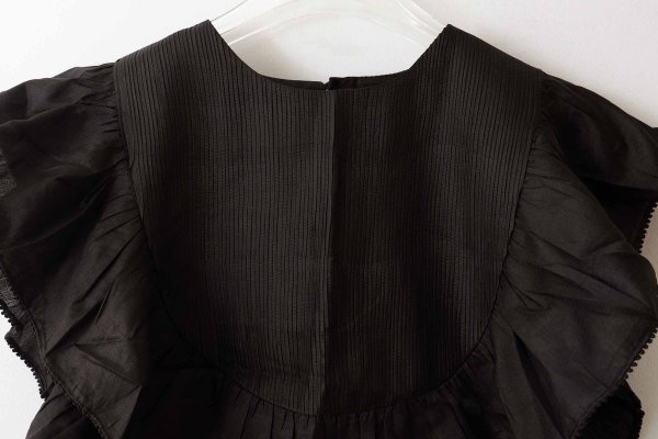 画像3: 別注!! Silk Pin Tuck RuffleCollar (BK) (3)