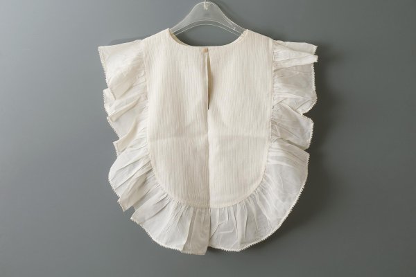 画像2: 別注!! Cotton Silk PinTuck RuffleCollar (WH) (2)