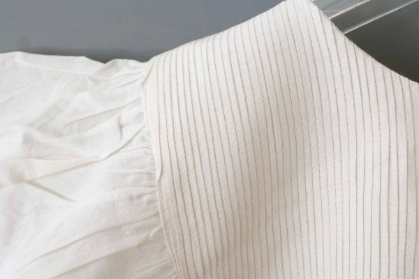 画像4: 別注!! Cotton Silk PinTuck RuffleCollar (WH) (4)