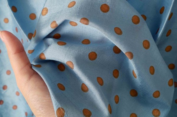 画像7: Khadi Silk Polka dots Print Frill Flare Blouse (DBL) (7)