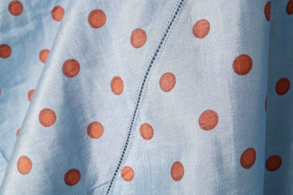 画像10: Khadi Silk Polka dots Print Frill Flare Blouse (DBL) (10)