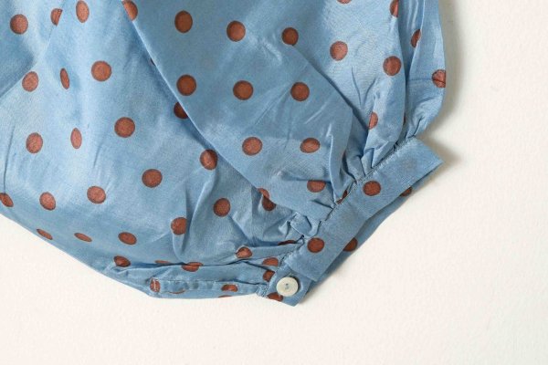 画像11: Khadi Silk Polka dots Print Frill Flare Blouse (DBL) (11)