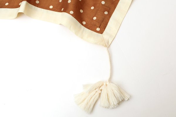 画像3: Khadi Silk Polka dots Print Tassel Scarf (BR) (3)