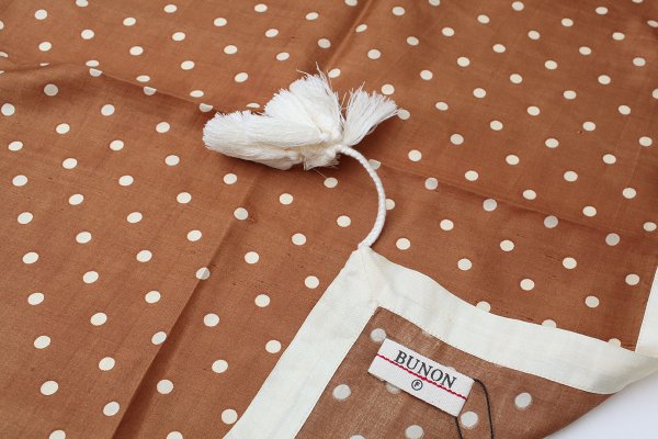 画像5: Khadi Silk Polka dots Print Tassel Scarf (BR) (5)