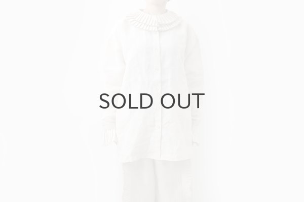 画像11: Khadi Linen Tuck Collar Blouse (EC) (11)