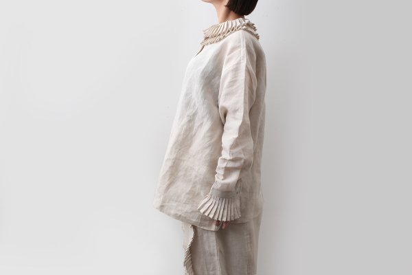 画像11: Khadi Linen Tuck Collar Blouse (CH) (11)