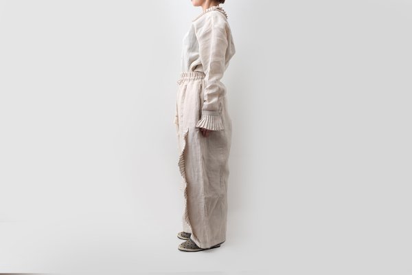 画像11: Khadi Linen Ruffle Tuck pants (EC) (11)