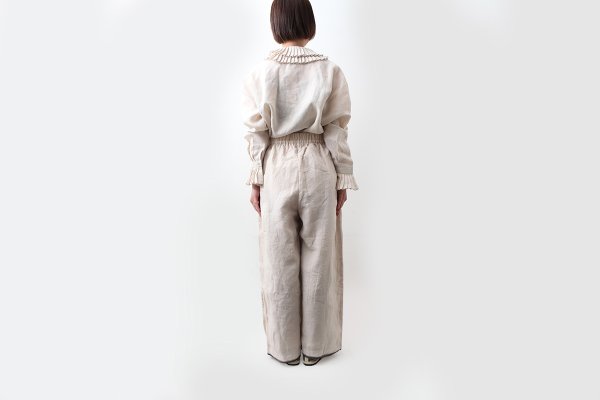 画像12: Khadi Linen Ruffle Tuck pants (EC) (12)