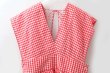 画像3: Khadi Linen Cotton Gingham Check Gingham Ribbon Gilet (RD) (3)