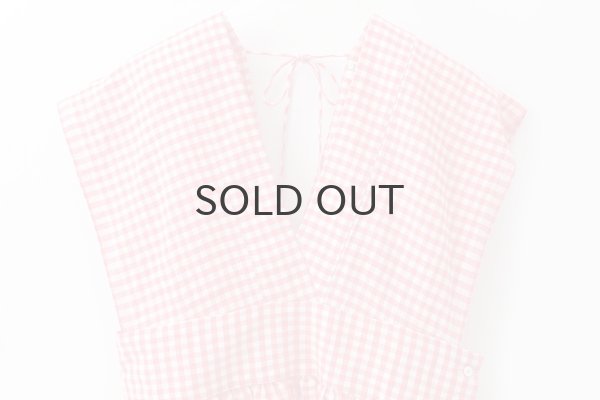 画像3: Khadi Linen Cotton Gingham Check Gingham Ribbon Gilet (RD) (3)