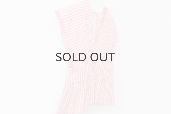 画像5: Khadi Linen Cotton Gingham Check Gingham Ribbon Gilet (RD) (5)