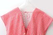 画像11: Khadi Linen Cotton Gingham Check Gingham Ribbon Gilet (RD) (11)