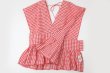 画像10: Khadi Linen Cotton Gingham Check Gingham Ribbon Gilet (RD) (10)