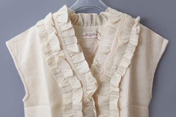 画像3: Khadi Wool Waffle Frill Gilet (EC) (3)
