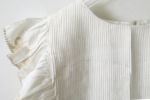 画像4: Khadi Silk Tie Embroidery Frill Collar (WH) (4)