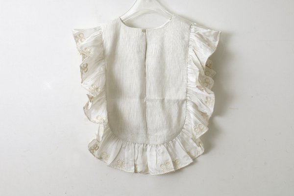 画像2: Khadi Silk Tie Embroidery Frill Collar (WH) (2)