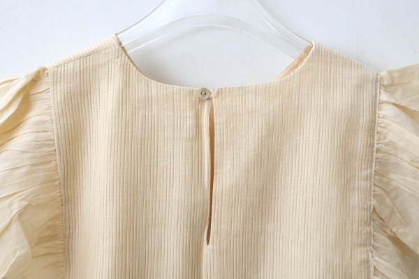 画像7: Khadi Cotton Silk Pin Tuck Ruffle Collar (EC) (7)