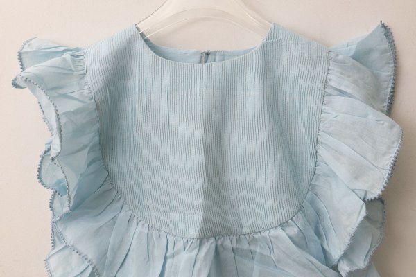 画像9: Khadi Cotton Silk Pin Tuck Ruffle Collar (PBL) (9)