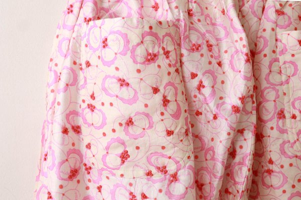 画像8: Khadi Silk Flower Print & Embroidery Tuck Pants (MCR) (8)