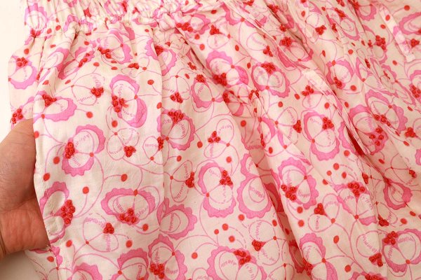 画像5: Khadi Silk Flower Print & Embroidery Tuck Pants (MCR) (5)