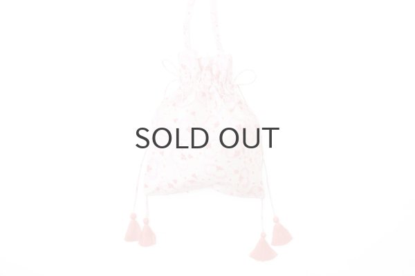 画像1: Khadi Silk Flower Print & Embroidery Drawstring Shoulder Bag (MCR) (1)