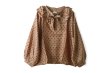 画像1: Khadi Silk Polka dots Print Frill Flare Blouse (C.BR) (1)