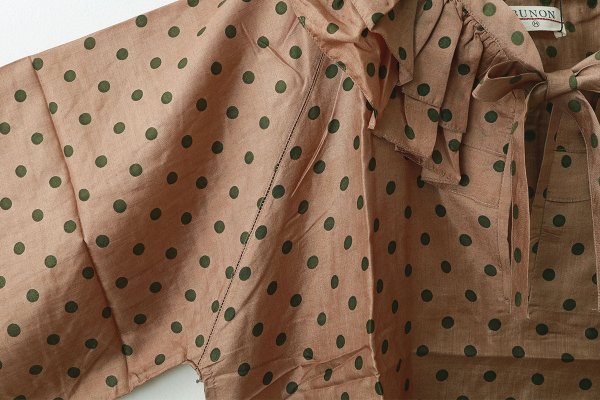 画像7: Khadi Silk Polka dots Print Frill Flare Blouse (C.BR) (7)