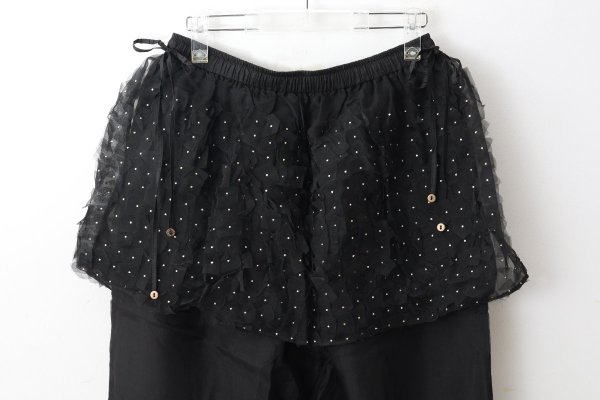 画像3: Khadi Silk Organdy & Embroidery Flap Pants (BK) (3)