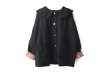 画像1: Khadi Thick Silk & Embroidery Round Collar Blouson (BK) (1)