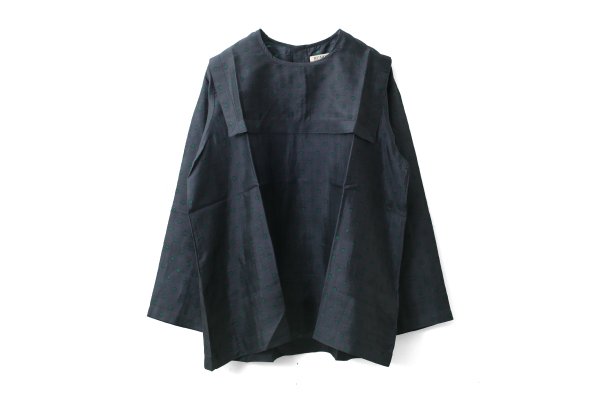 画像1: Khadi Silk Back Button Sailor Blouse (CH) (1)