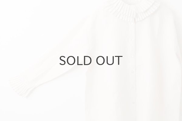 画像3: Khadi Linen Tuck Collar Blouse (EC) (3)