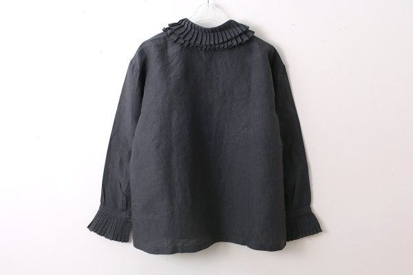 画像2: Khadi Linen Tuck Collar Blouse (CH) (2)