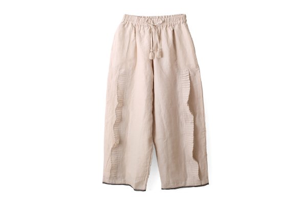 画像1: Khadi Linen Ruffle Tuck pants (EC) (1)