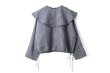 画像1: Khadi Linen Cotton Big Collar Wide Blouse (CH) (1)
