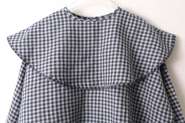 画像4: Khadi Linen Cotton Big Collar Wide Blouse (CH) (4)