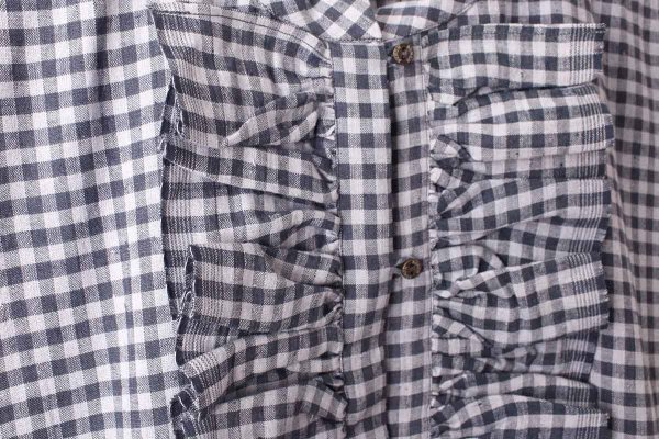 画像5: Khadi Linen Cotton Gingham Check Gingham Frill Overalls  (CH) (5)
