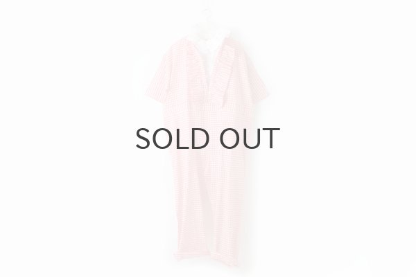 画像12: Khadi Linen Cotton Gingham Check Gingham Frill Overalls  (RD) (12)